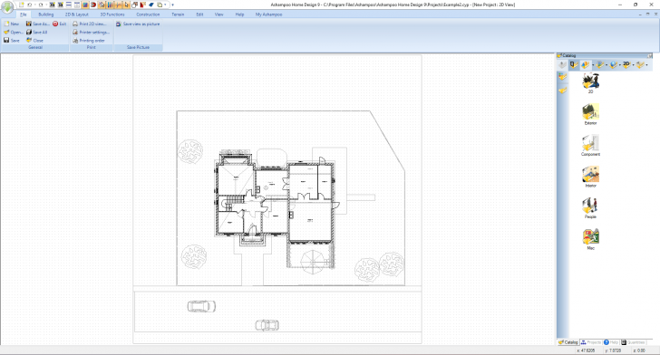 Ashampoo 3D CAD Professional (โปรแกรมออกแบบบ้าน สิ่งก่อสร้าง ภายนอก ภายใน 2 มิติ และ 3 มิติ) : 
