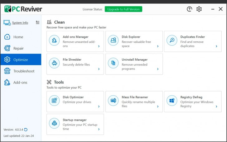 โปรแกรมดูแลเครื่องคอมพิวเตอร์ PC Reviver