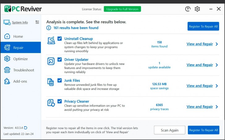 โปรแกรมดูแลเครื่องคอมพิวเตอร์ PC Reviver