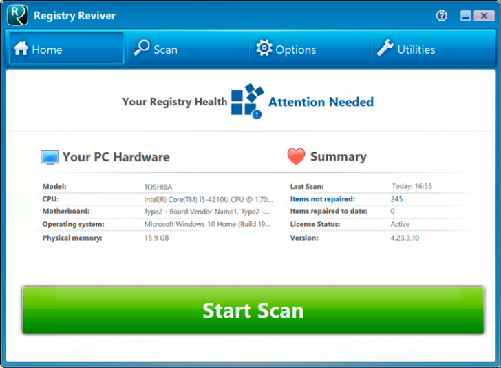 โปรแกรมวิเคราะห์ ปรับแต่งไฟล์รีจิสทรี Registry Reviver