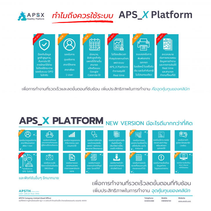 APS Clinic Platform (โปรแกรมคลินิก APS แพลตฟอร์มบริหารจัดการคลินิก) APS Clinic Platform (โปรแกรมคลินิก APS แพลตฟอร์มบริหารจัดการคลินิก)