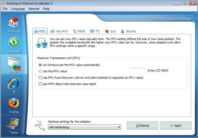 Ashampoo Internet Accelerator (โปรแกรมเพิ่มความเร็วเน็ต เพิ่มประสิทธิภาพการการต่อเน็ต) : 