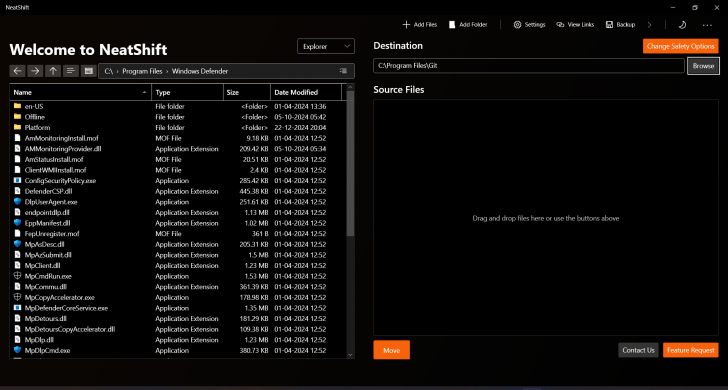 NeatShift (โปรแกรมจัดการไฟล์ โดยไม่ทำให้โปรแกรมเสียหายจากการย้ายไฟล์)