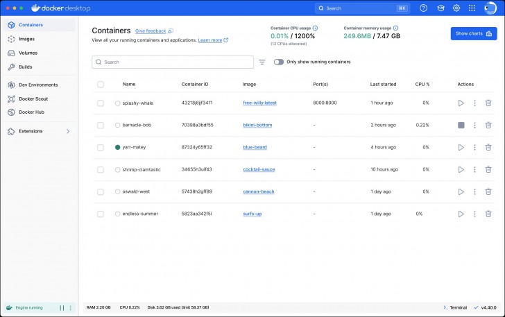 Docker Desktop (โปรแกรมจำลอง OS ในรูปแบบ Container เพื่อสร้าง ทดสอบ แอปพลิเคชัน)