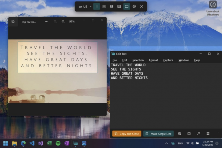 Text Grab (โปรแกรมคัดลอกข้อความจากรูปภาพ สำหรับ Windows)