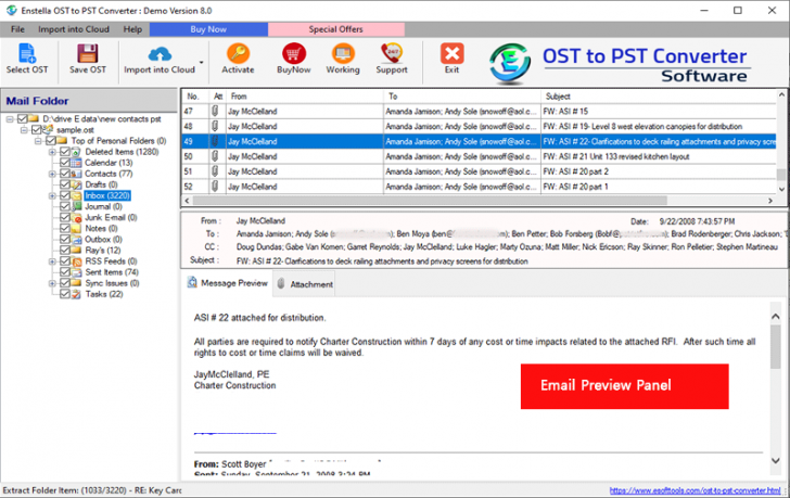 โปรแกรมกู้คืนและแปลงไฟล์ OST เป็นไฟล์ PST สำหรับอีเมล Enstella OST Recovery Software