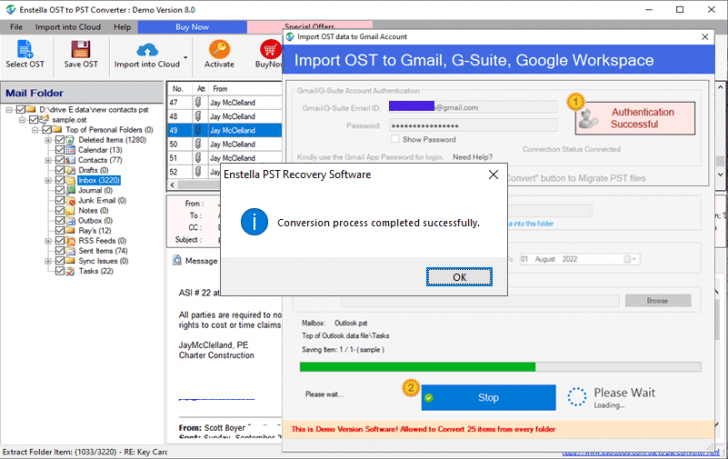 โปรแกรมกู้คืนและแปลงไฟล์ OST เป็นไฟล์ PST สำหรับอีเมล Enstella OST Recovery Software