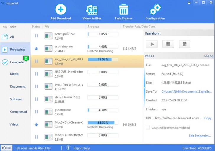 EagleGet (โปรแกรม EagleGet เพิ่มความเร็วในการดาวน์โหลด)
