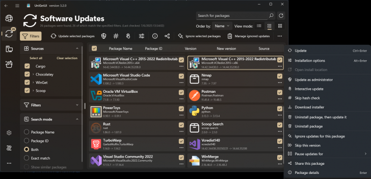 UniGetUI (โปรแกรมจัดการ แพ็กเกจซอฟต์แวร์ บน Windows)