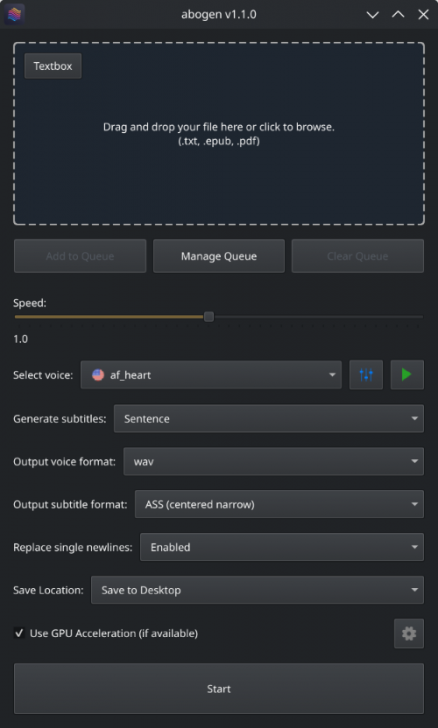 Abogen (โปรแกรมแปลงข้อความเป็นเสียง จากหนังสือ E-Book)