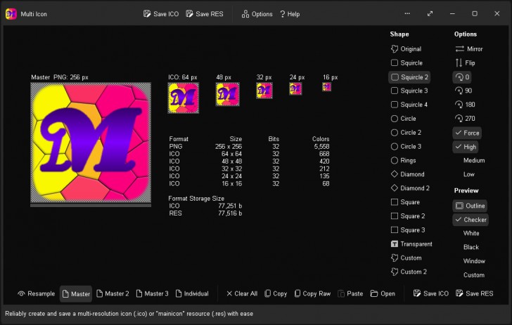 Multi Icon (โปรแกรมสร้าง และจัดการไอคอน ความละเอียดสูง)