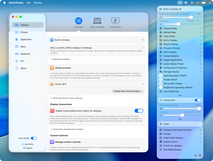 BetterDisplay (โปรแกรมปรับการแสดงผลคอมพิวเตอร์ ที่มีหลายจอ แบบละเอียด)