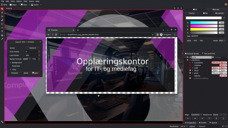 Friction (โปรแกรมสร้างงานกราฟิกเคลื่อนไหวแบบ 2 มิติ) : 