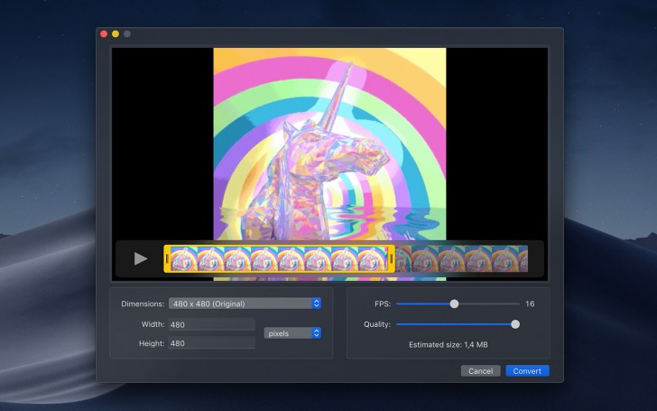 Gifski (โปรแกรมแปลงวิดีโอ MP3 MOV เป็นภาพ GIF คุณภาพสูง ทำงานบน macOS)