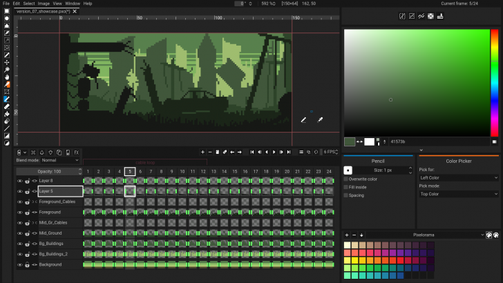 Pixelorama (โปรแกรมแก้ไขภาพ Raster เน้นสร้างภาพ Pixel Art ลูกเล่นเยอะ)