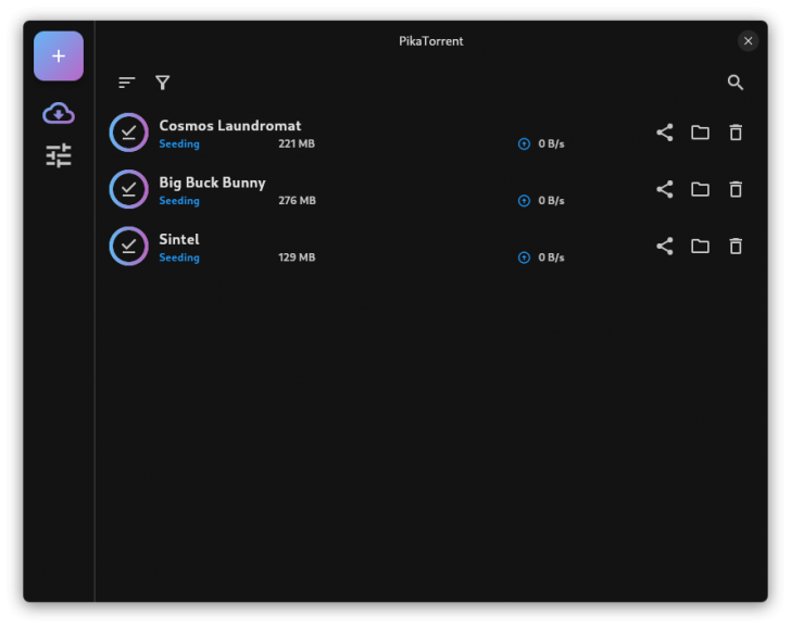PikaTorrent (โปรแกรม BitTorrent มินิมอล เน้นใช้งานง่าย)