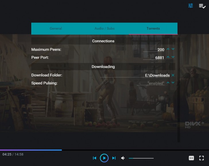 Powder Player (โปรแกรมเล่นวิดีโอ ที่สตรีมหนังได้ตรง ๆ จาก BitTorrent) : 