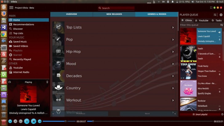 Olivia (โปรแกรมเล่นเพลง ดีไซน์สวยบน Linux พร้อมระบบจัดการเพลงที่ฉลาด)