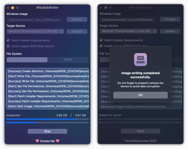 WinDiskWriter (โปรแกรมสร้าง USB สำหรับติดตั้ง Windows บนระบบ macOS)
