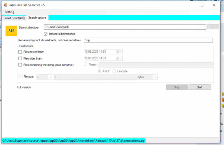 โปรแกรมค้นหาไฟล์ SuperFast File Searcher โปรแกรมค้นหาไฟล์ SuperFast File Searcher