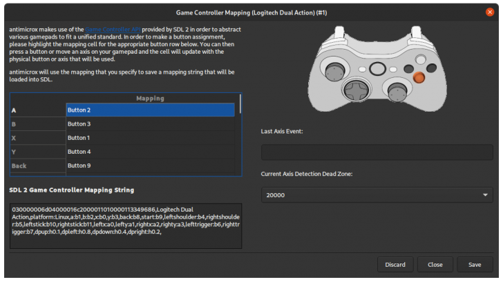 AntiMicroX (โปรแกรมแมปปุ่มคีย์บอร์ด และการควบคุมเมาส์ ไปยังจอยเกม)