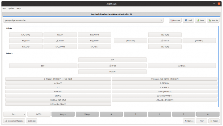 AntiMicroX (โปรแกรมแมปปุ่มคีย์บอร์ด และการควบคุมเมาส์ ไปยังจอยเกม)