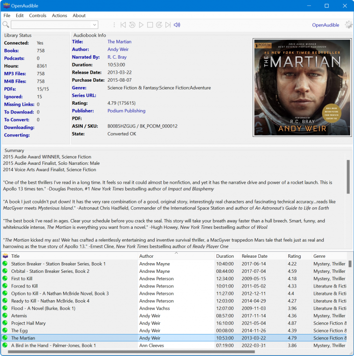 OpenAudible (โปรแกรมสำรอง และจัดการไฟล์หนังสือเสียง Audible)