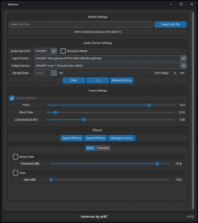 Vonovox (โปรแกรมแปลงเสียงด้วย AI สำหรับการ์ดจอ NVIDIA)