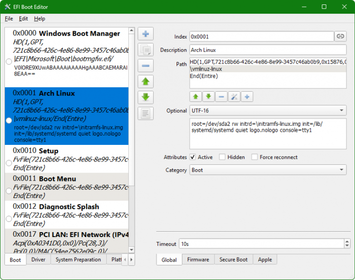 EFI Boot Editor (โปรแกรมการการบูตเครื่องบน PC ที่ใช้ระบบ UEFI)