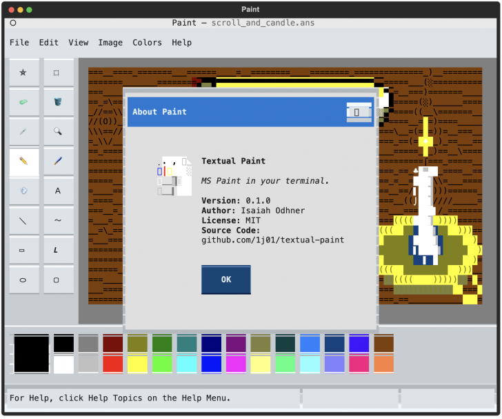 Textual Paint (โปรแกรมวาดภาพเหมือน MS Paint บนหน้าต่าง Terminal)