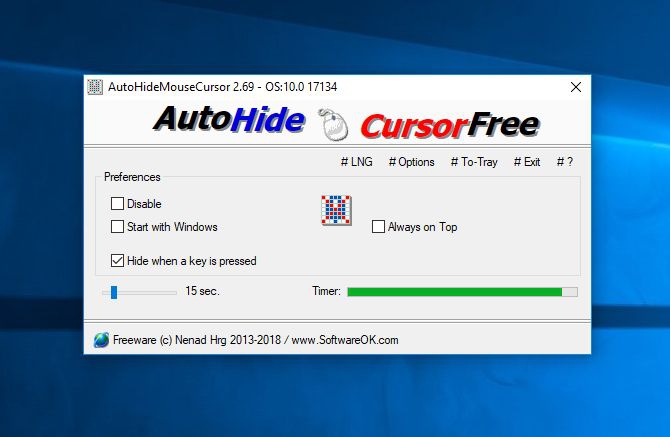 โปรแกรมซ่อนเคอร์เซอร์เมาส์ AutoHideMouseCursor โปรแกรมซ่อนเคอร์เซอร์เมาส์ AutoHideMouseCursor