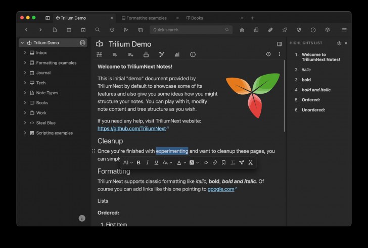 Trilium Notes (โปรแกรมจดบันทึกเชิงโครงสร้าง เพื่อความเป็นระเบียบ)