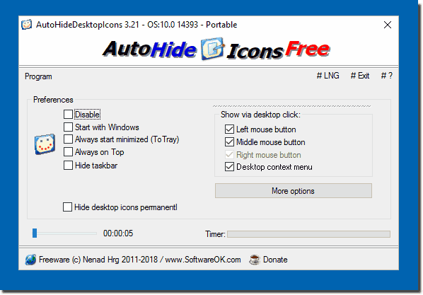 โปรแกรมซ่อนไอคอน AutoHideDesktopIcons