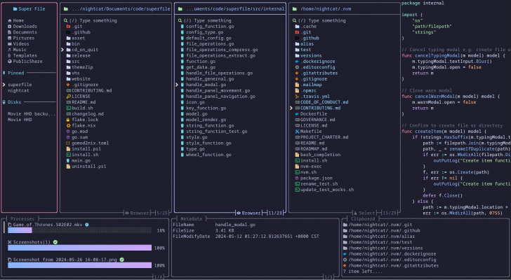 Superfile (โปรแกรมจัดการไฟล์บน Terminal หน้าตาสวย ใช้งานง่าย)