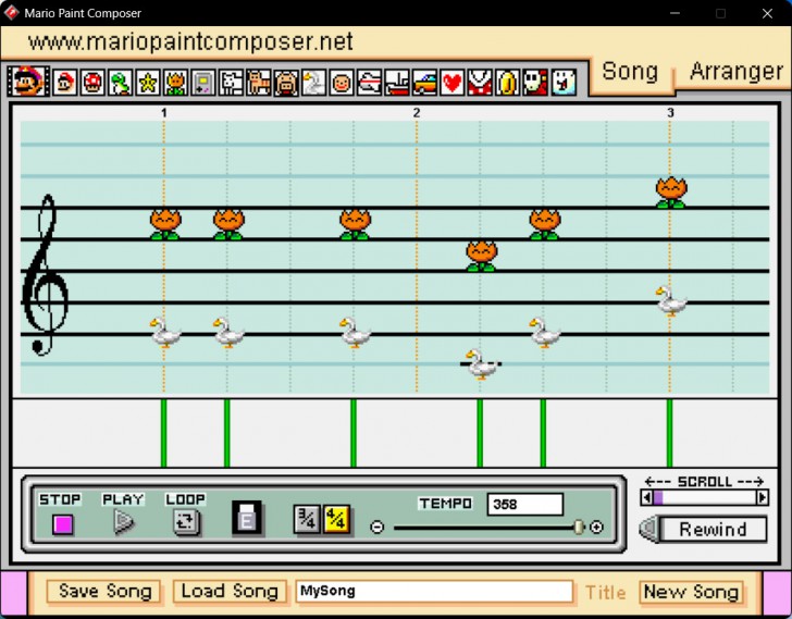 Mario Paint Composer (โปรแกรมแต่งเพลงที่จำลองมาจากเกม Mario Paint)