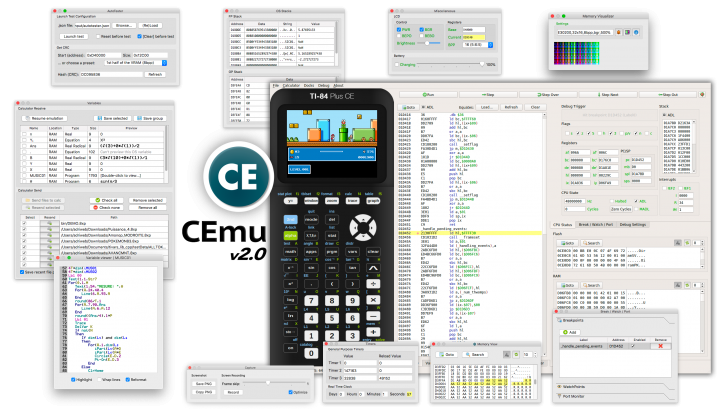 CEmu (โปรแกรมจำลองเครื่องคิดเลข TI-84 Plus CE/TI-83 Premium CE)