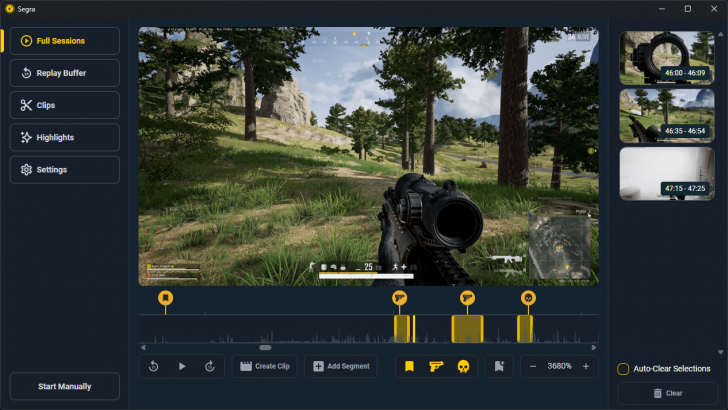 Segra (โปรแกรมอัดจอขณะเล่นเกมด้วย ระดับมืออาชีพ พร้อม AI ในตัว)