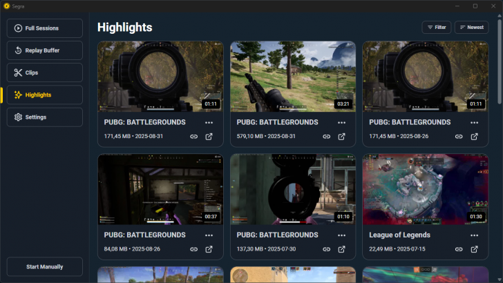 Segra (โปรแกรมอัดจอขณะเล่นเกมด้วย ระดับมืออาชีพ พร้อม AI ในตัว)