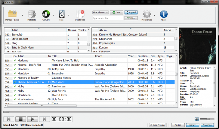 KataLib (โปรแกรมจัดการเสียงครบวงจร ฟังเพลง แปลงไฟล์ แก้ไขข้อมูลเพลง ฯลฯ)