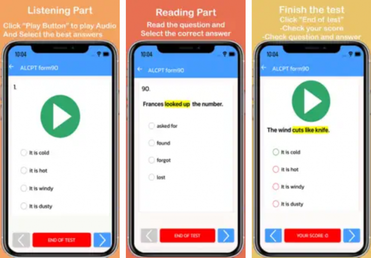 แอปพลิเคชันฝึกภาษาอังกฤษมาตรฐานอเมริกัน พร้อมทดสอบความรู้ ALCPT