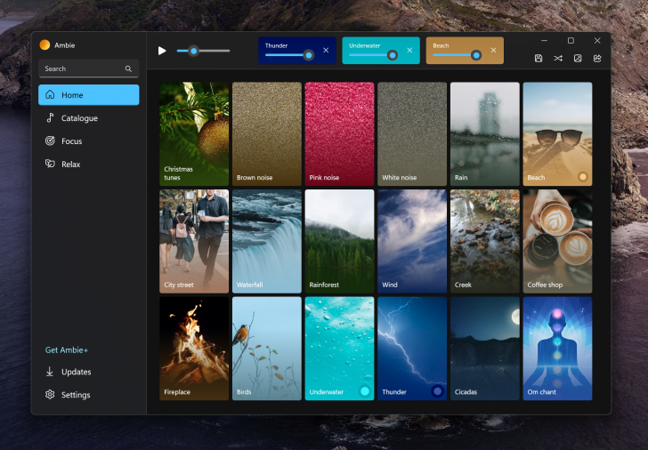Ambie (โปรแกรมปล่อยเสียง สร้างบรรยากาศที่ผ่อนคลายด้วย White Noise)