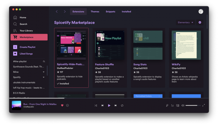 Spicetify (เครื่องมือ CLI สำหรับปรับแต่ง โปรแกรมสตรีมเพลง Spotify) : 