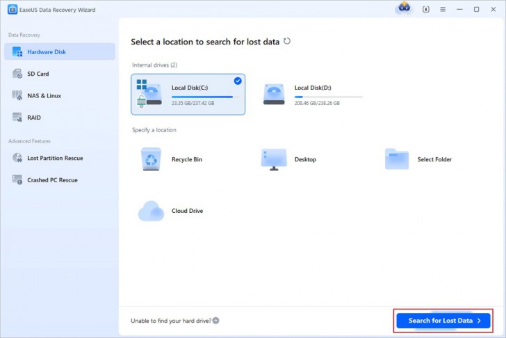 โปรแกรมกู้ข้อมูลและไฟล์ ที่สูญหาย EaseUS Data Recovery Wizard Free