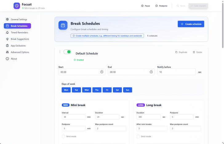 Focust (โปรแกรมแจ้งเตือนให้พักสายตา และพักผ่อน ระหว่างใช้คอมพิวเตอร์)