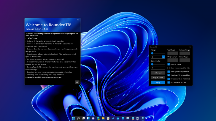 RoundedTB (โปรแกรมปรับแต่ง Taskbar)