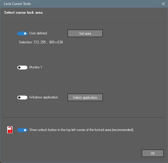 Lock Cursor Tools (โปรแกรมจำกัดพื้นที่เมาส์ ให้อยู่ในขอบเขตที่กำหนด)