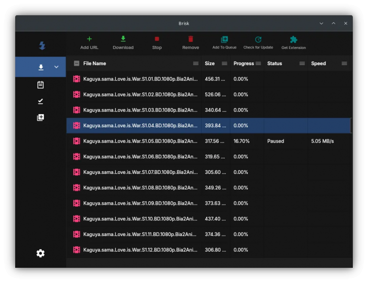 Brisk (โปรแกรมดาวน์โหลดความเร็วสูง ดีไซน์สวย)