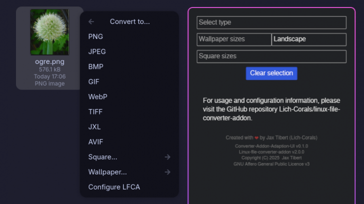 Linux-File-Converter-Addon (แปลงไฟล์หลายรูปแบบได้ทันทีจากเมนูคลิกขวา) Linux-File-Converter-Addon (แปลงไฟล์หลายรูปแบบได้ทันทีจากเมนูคลิกขวา)