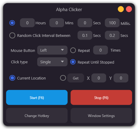 Alpha Clicker (โปรแกรมช่วยคลิกอัตโนมัติ ดีไซน์ทันสมัย)