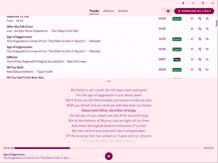 โปรแกรมช่วยดาวน์โหลดเนื้อเพลง LRCGET